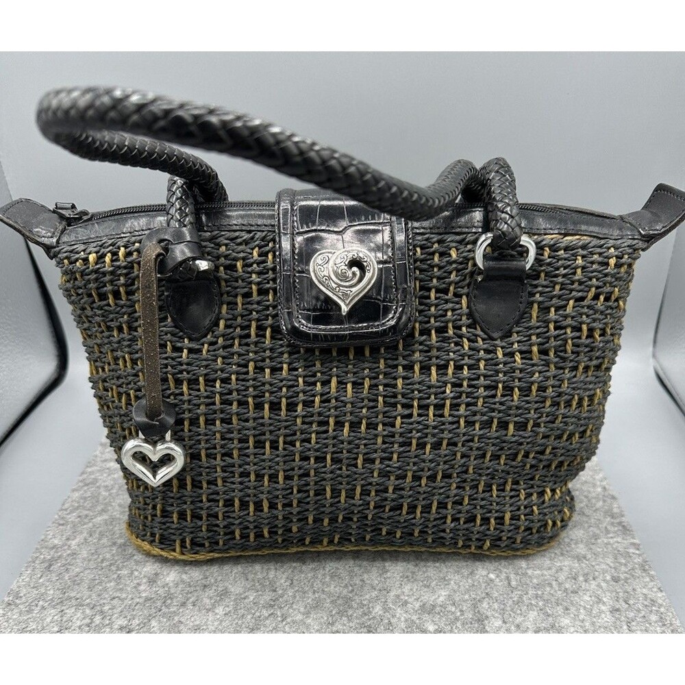~BRIGHTON Purse Collection Woven Hemp‎ and Leather Shoulder Bag Satchel Tote